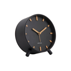 Stolový budík Karlsson KA5943BK Grace – tichý chod a čierny celokovový dizajn (12 cm)